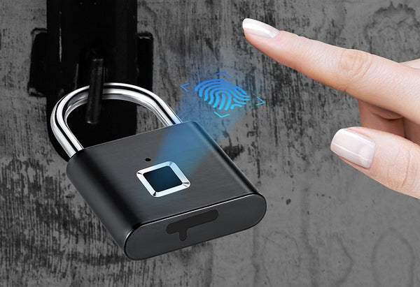 Golden Security Keyless USB Rechargeable Lock Fingerprint Smart Padlock Quick Unlock Zinc alloy Metal Self Developing Chip - kdb solution
