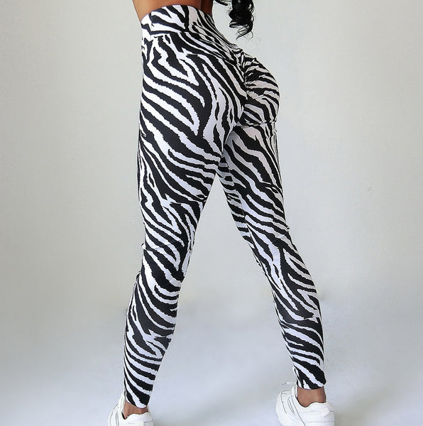 EOEODOIT Zebra print Leggings Push Up Hip High Elasticity Leggings - kdb solution