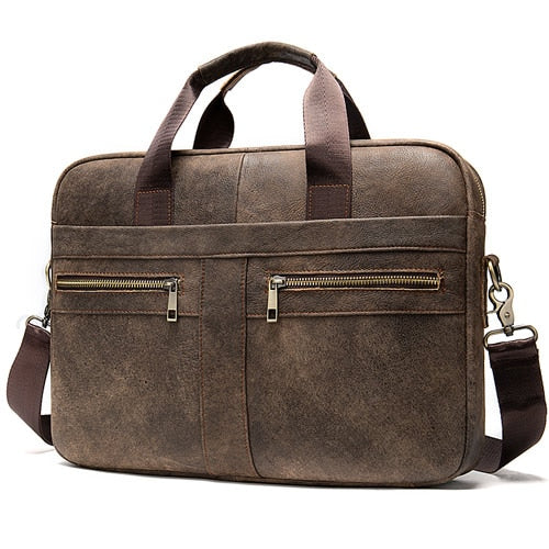 WESTAL Men's Genuine Leather briefcase/Shoulder  bag ideal for  laptop - kdb solution