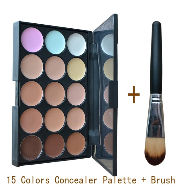 Concealer 15 Colors Contour Palette And Powder Brush 2 Pcs Set Professional Face Concealer Primer Makeup Cream Base Make Up M182 NOTE* Please allow 2-3 weeks for Delivery - kdb solution