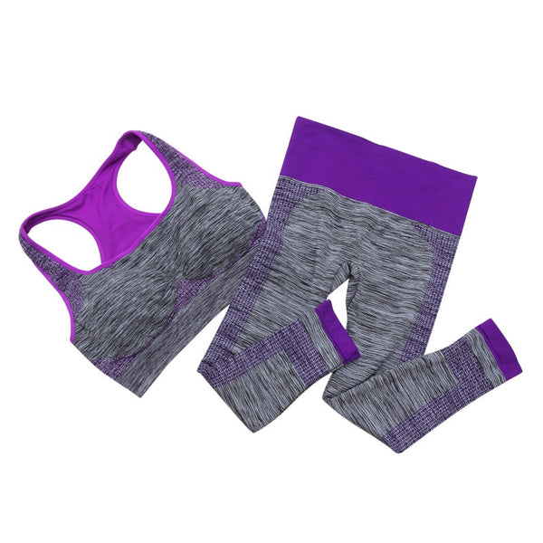 2Pcs Women Yoga Fitness Seamless Bra+Pants Leggings Set Gym Workout Sports Wear Note* Please allow 2-3 weeks for Delivery - kdb solution