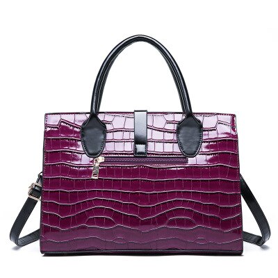 Crocodile Pattern Leather Tote Casual Big Satchel Purple Top-Handle Bag Bolsa Feminina - kdb solution