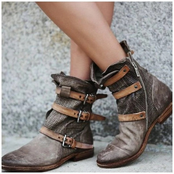 Women's Boots Breathable with Retro Buckles - kdb solution