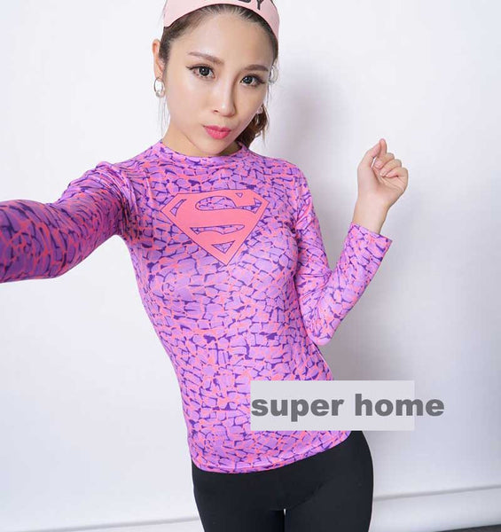 Women T-shirt Bodys Armour Marvel costume superman/batman T Shirt Long Sleeve Girl Fitness Tights Compression tshirts Note* Please allow 2-3 weeks for Delivery - kdb solution