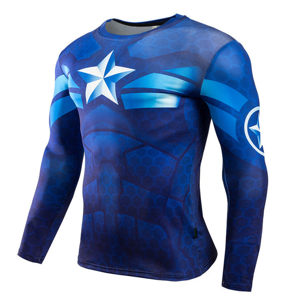 Men Crossfit Long Sleeve Compression Shirt 3D Anime Superhero Superman Captain America T Shirt Tights Fitness Men Tops & Tees Note* Please allow 2-3 weeks for Delivery - kdb solution