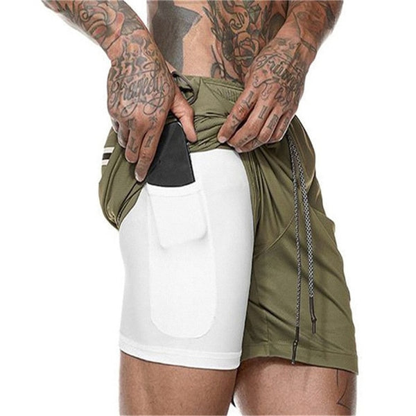 NEW Men's Running Shorts Quick Drying breathable 2 in 1 Sports Short - kdb solution