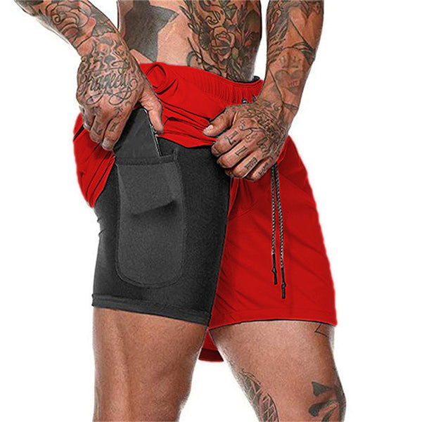 NEW Men's Running Shorts Quick Drying breathable 2 in 1 Sports Short - kdb solution