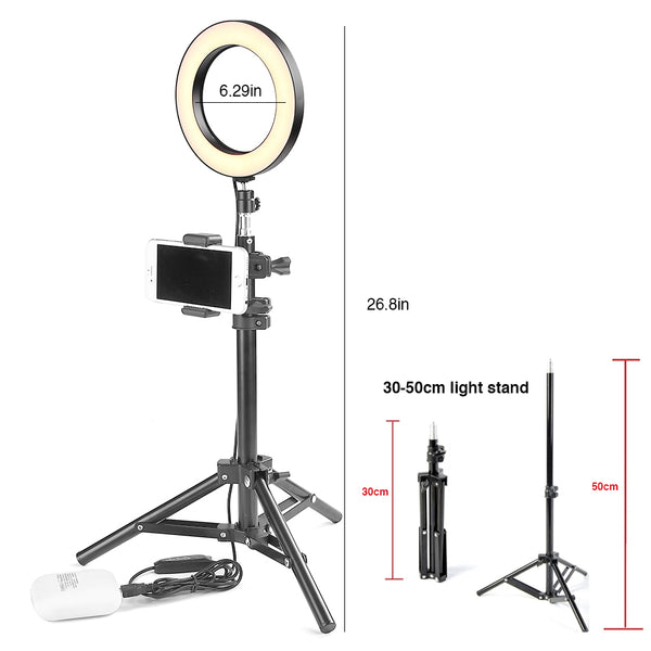 ET LED Camera Ring Light Stand with Phone Holder Photography Ring Light Tripod Selfie Photography Light - kdb solution
