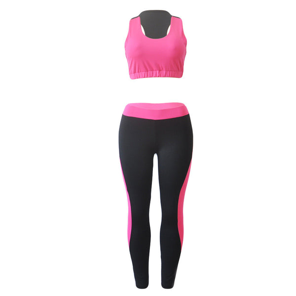 2 Pieces Set Sport Bra+leggings Workout Crop Top Skinny Athletic Vest Elastic Tracksuit For Women Tank Tops+Pants Gym Wear - kdb solution