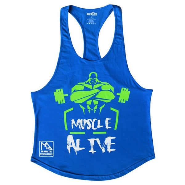 MUSCLE ALIVE Fitness Tank Top Men Bodybuilding Clothing