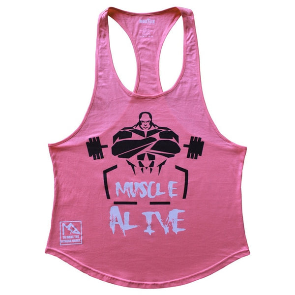 MUSCLE ALIVE Fitness Tank Top Men Bodybuilding Clothing