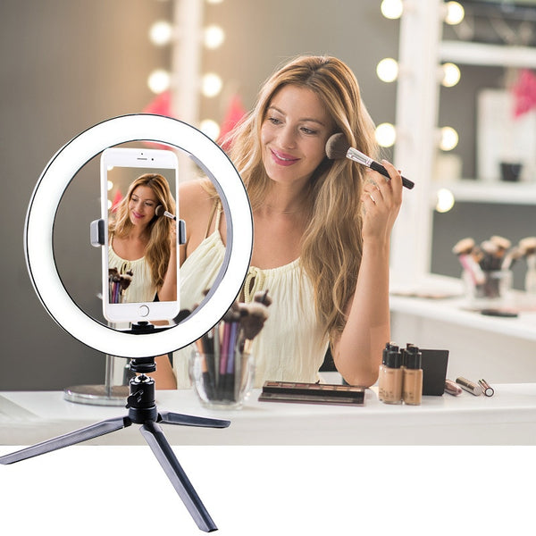 16CM/26CM LED Selfie Ring Light Multi-Function Dimmable Ring Light For Cell Phone Camera Live Stream Makeup Youtube Facebook - kdb solution
