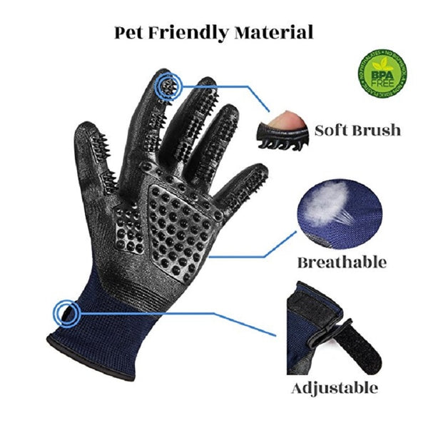 1 Pair Grooming Glove for Cats and dogs Soft Rubber Pet Hair Remover - kdb solution