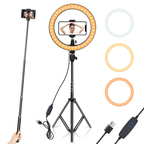 10 Inch selfie light photography lighting with Tripod Stand Phone Holder LED Ring light for YouTube Video, Desktop Camera Makeup - kdb solution