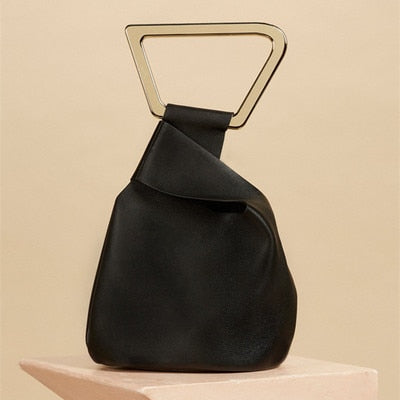 Acrylic Handle Womens High Quality Leather bag