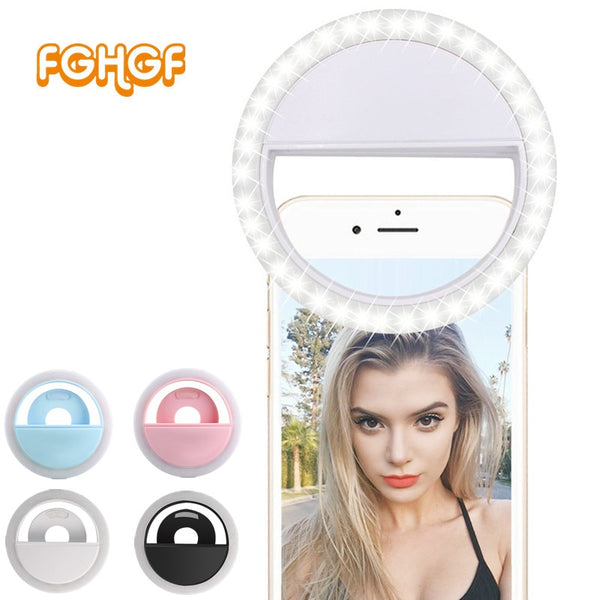 Portable Mobile Phone 36 LEDS Selfie Lamp Ring Clip available in blue white pink black - kdb solution