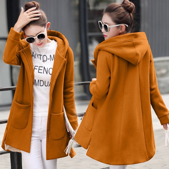 Women's hooded fleece slim fit jacket