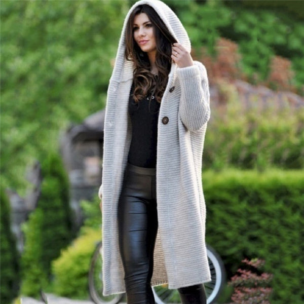Autumn Cardigans Single Breasted Puff Hooded Coat Plus Sizes