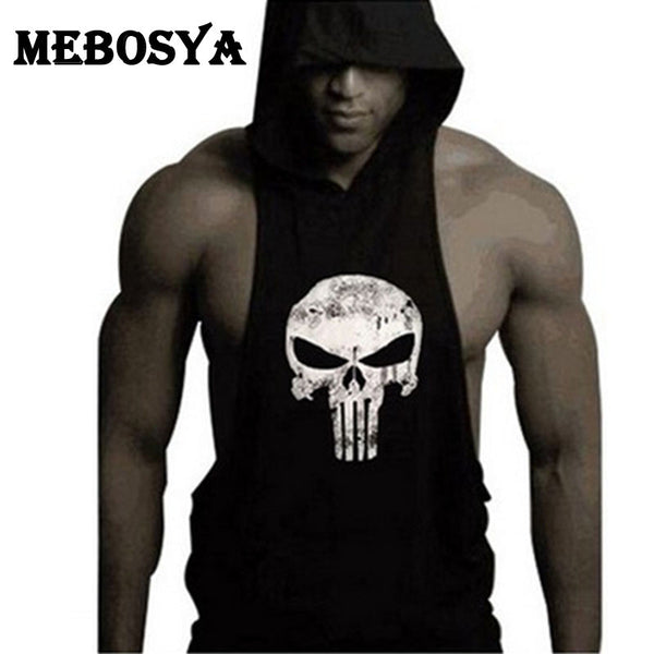 Mens bodybuilding summer tank top muscle tank tops bodybuilding vest skull summer hoodie vest sportwear tank for man Note* Please allow 2-3 weeks for Delivery - kdb solution