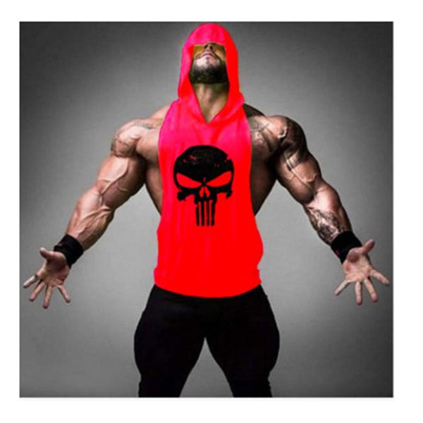 Mens bodybuilding summer tank top muscle tank tops bodybuilding vest skull summer hoodie vest sportwear tank for man Note* Please allow 2-3 weeks for Delivery - kdb solution