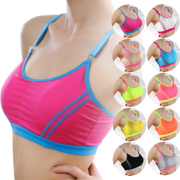 Women Lady Sports Yoga fitness Athletic Solid Wrap Chest Strap Vest  Push Up Seamless Fitness Top Bras - kdb solution