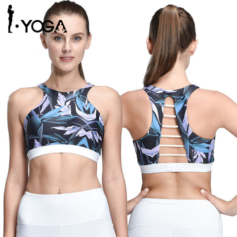 Strappy Bra Cropped Women Yoga Bra Athletic Built-in Pad Sports Push Up Tank Top - kdb solution