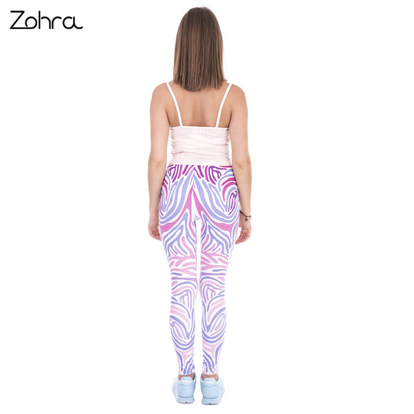 Zohra New Spring Women Zebra Pink Printing High Waist Leggings - kdb solution