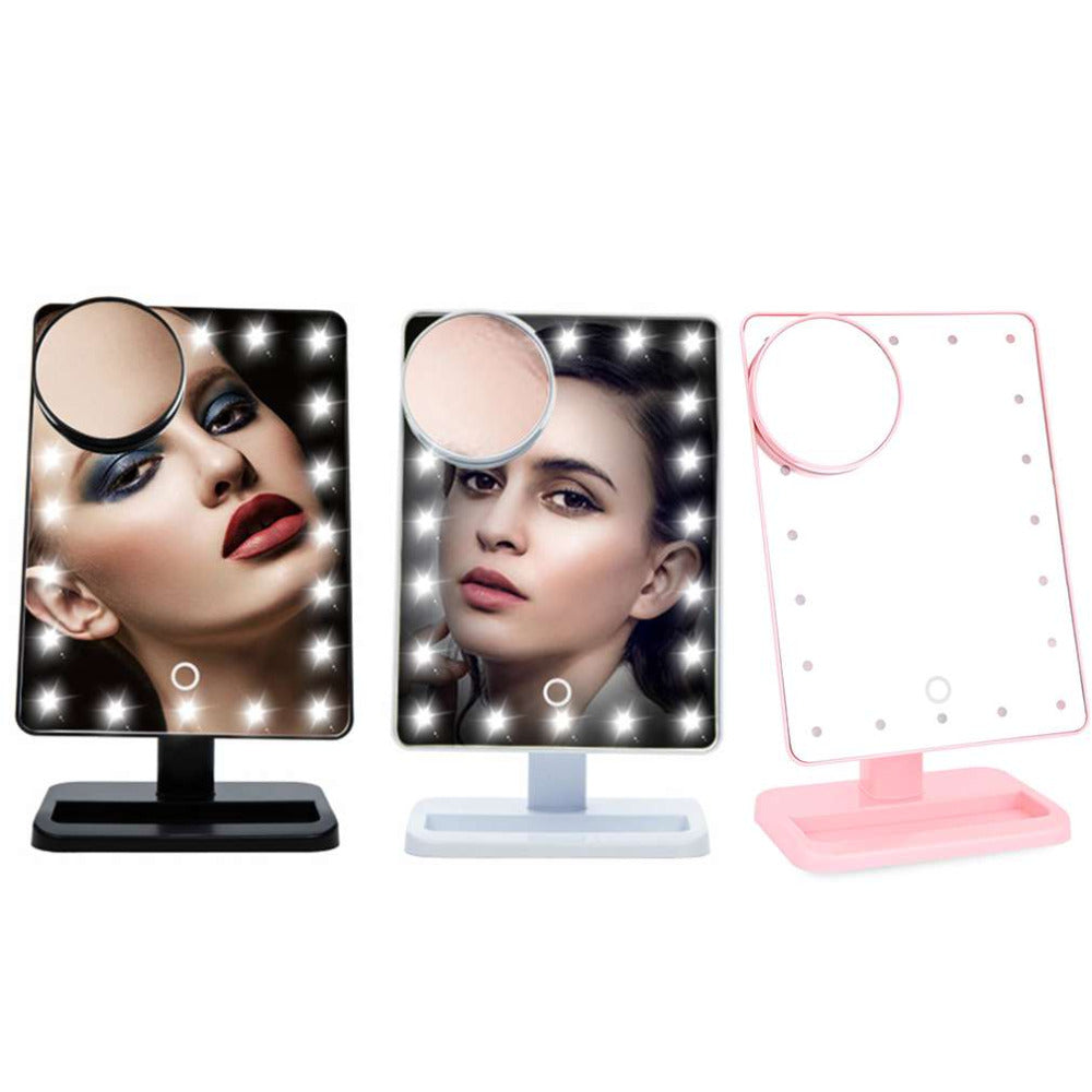 10X Magnifier LED Touch Screen Makeup Mirror Portable 20 LEDs Lighted Cosmetic Adjustable Vanity Countertop Magnifying - kdb solution