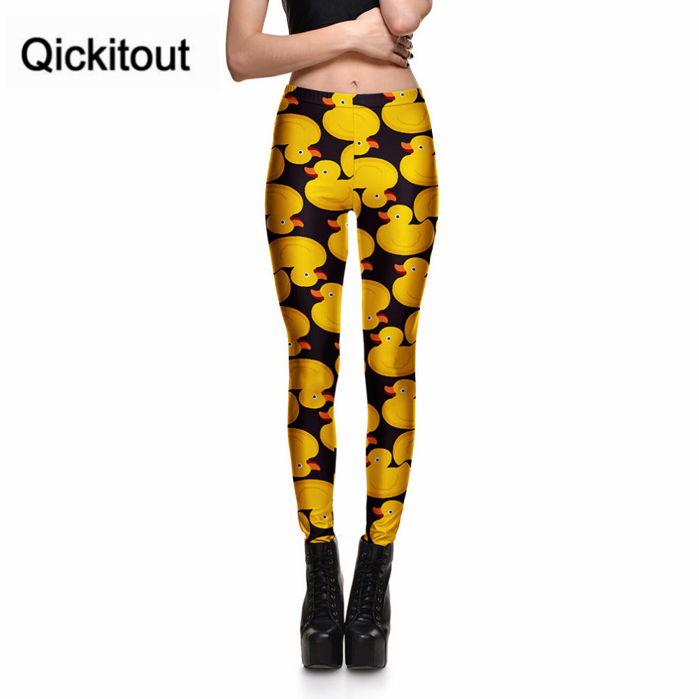 Qickitout leggings yellow Ducks women leggings S-XXXXL - kdb solution