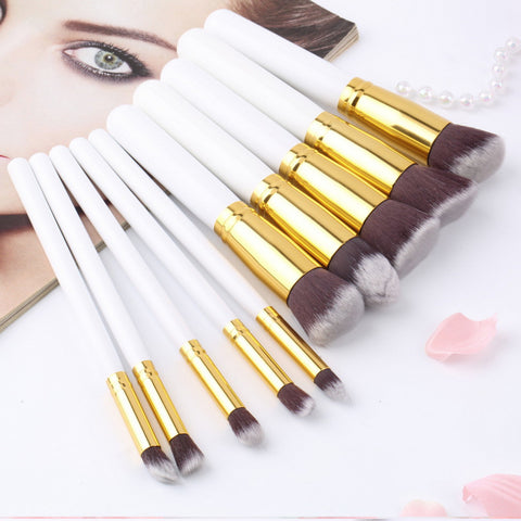10Pcs Professional Makeup Brush Sets Brushes Black Soft Synthetic Hair Make up Tools Kit Cosmetic Beauty - kdb solution
