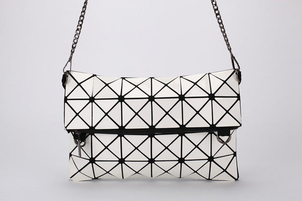 High quality personalized fashion geometric mosaic laser folding chain shoulder bag envelope clutch bag - kdb solution