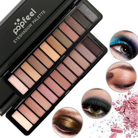 Popfeel Brand 12 Colors Eyeshadow Palette Makeup Glitter Profissional Matte Shadows - kdb solution
