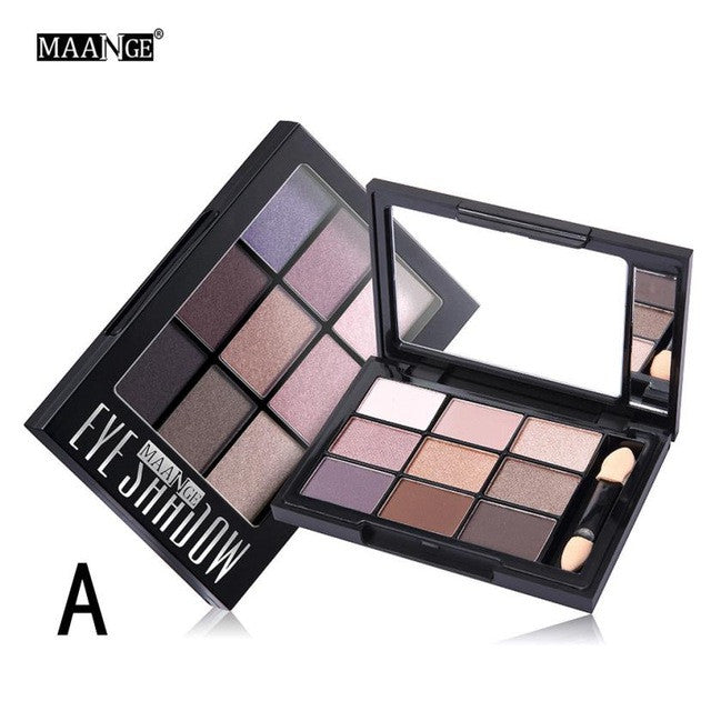 MAANGE Brand 9 Colors Shimmer Matte Eye Shadow Makeup Palette Light Eyeshadow Set With Brush - kdb solution