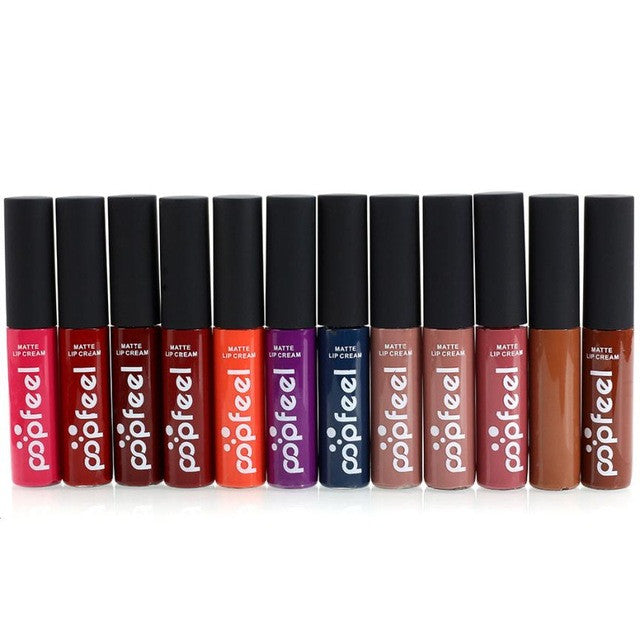New 12 Colors Matte Lipstick/Lip Gloss Long Lasting Perfect Lip Makeup - kdb solution