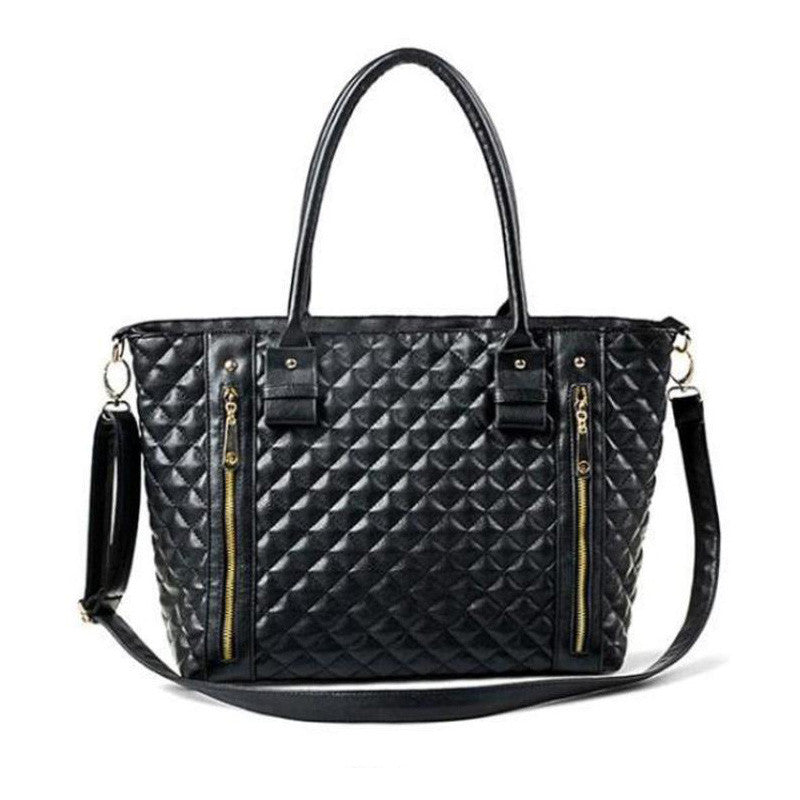 PU Black Leather Fashion Tote Bag - kdb solution