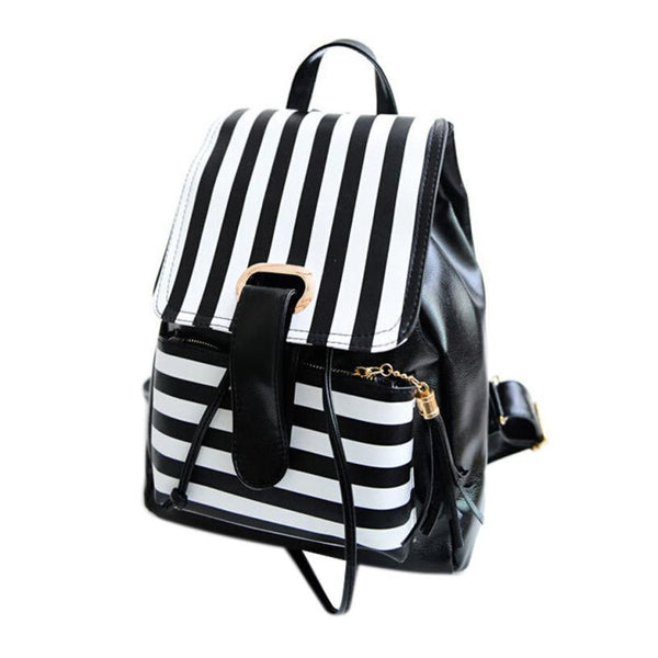 Women Backpack Bags Rucksack Girls Leather School Bag Travel Satchel Tassels Striped - kdb solution