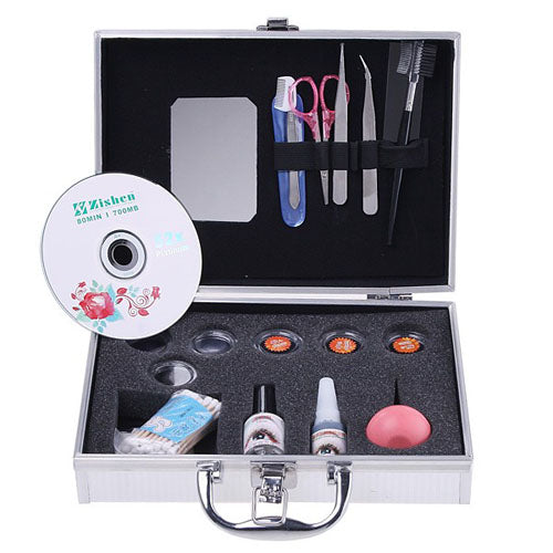 New Professional Portable Eyelashes Extension Kit False EyeLash Lashes Makeup Set with Silver Box Case Tool - kdb solution