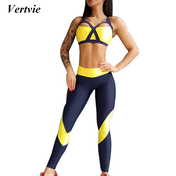 Vertvie Women Tracksuit/Yoga Set Sportswear Bandage Breathable High Elasticity Push Up Bra+Pant - kdb solution