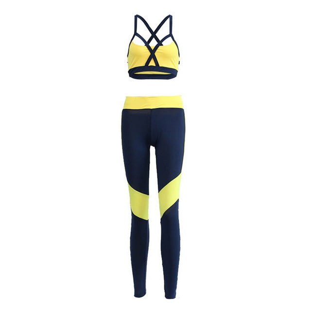Vertvie Women Tracksuit/Yoga Set Sportswear Bandage Breathable High Elasticity Push Up Bra+Pant - kdb solution