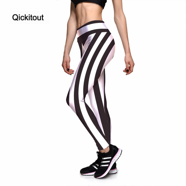 Qickitout New Women's Black & White striped Yoga/pant leggings S-XXXXL - kdb solution