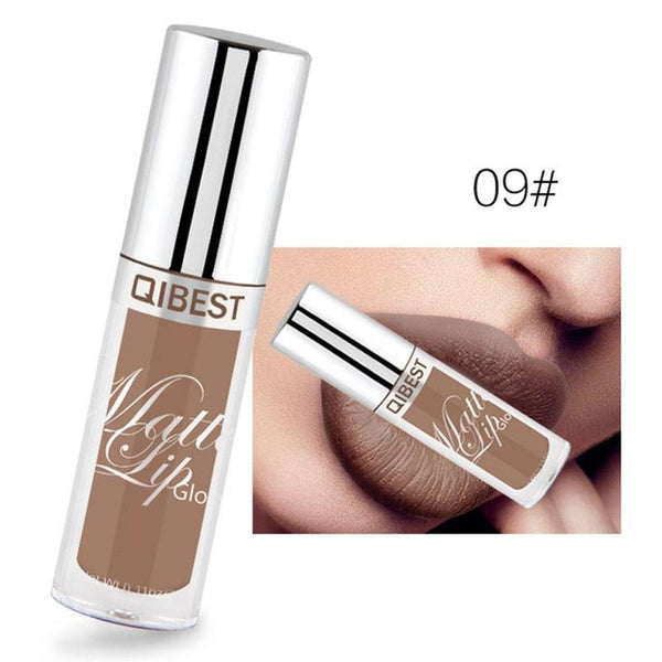 Qibest Matte Liquid Lipstick 12 Colors Waterproof Long Lasting Lip Gloss Makeup Moisturizing Color Lips - kdb solution