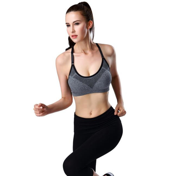 Women Sport Bra Running Gym Yoga Fitness Padded Tank Stretch Workout BU L - kdb solution