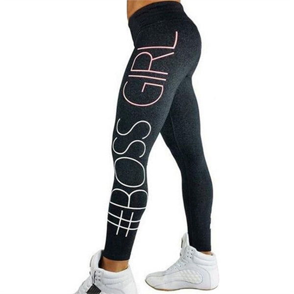Boss Girl Print Skinny Work Out Yoga Legging Pants - kdb solution