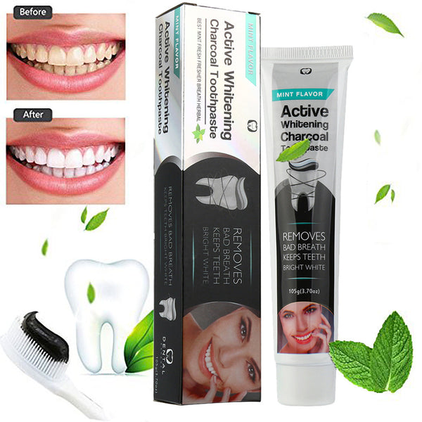 Activated Charcoal Teeth Whitening Toothpaste Natural Black Mint Flavor Herbal - kdb solution