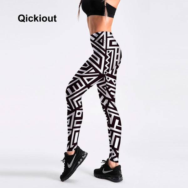 Black & White geometric casual women Leggings 4xl - kdb solution