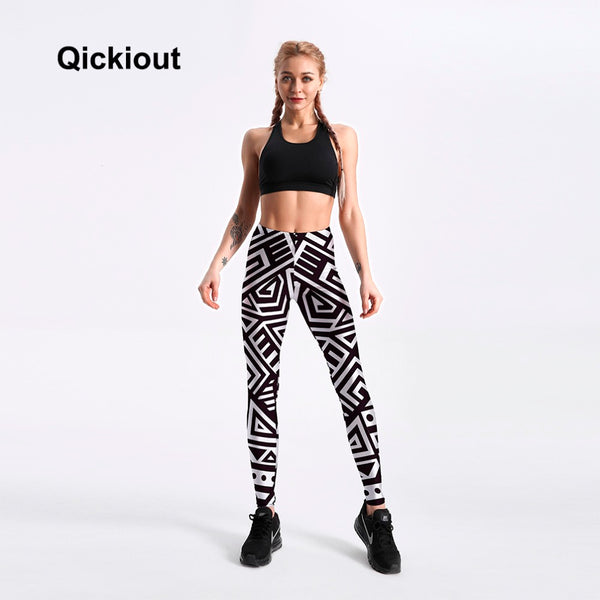 Black & White geometric casual women Leggings 4xl - kdb solution