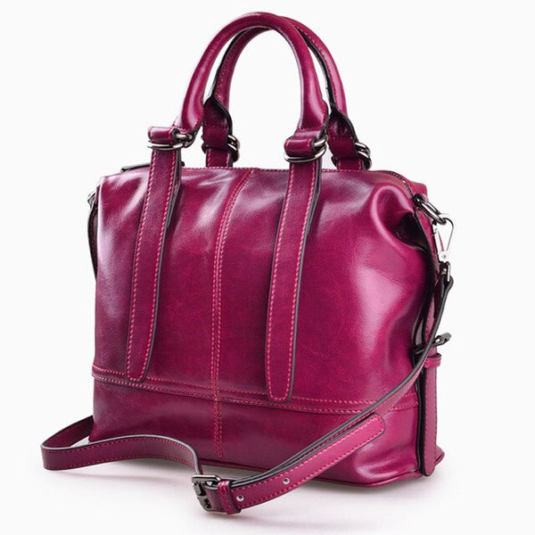 High Quality Women Handbag Cowhide Leather Hand Bag New Brand Purple Black Shoulder Bag - kdb solution
