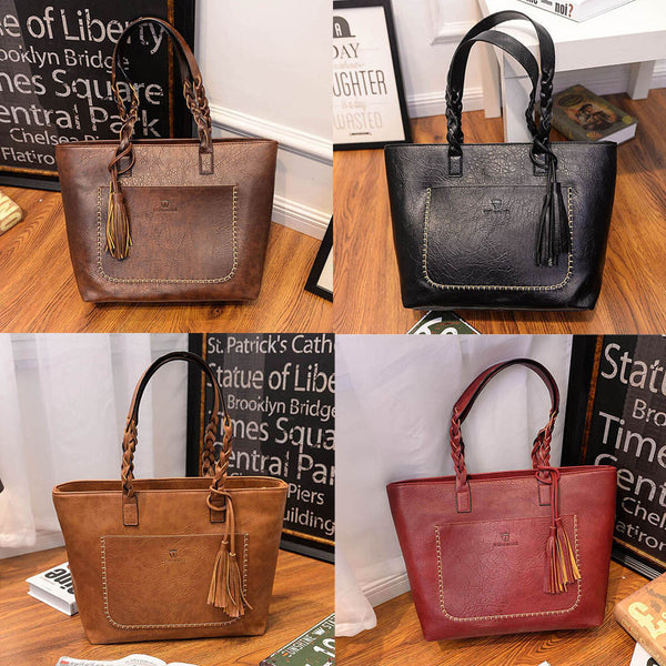 Women's Leather Tassels Handbag Shoulder Messenger Bag Ladies Satchel Tote Bags - kdb solution