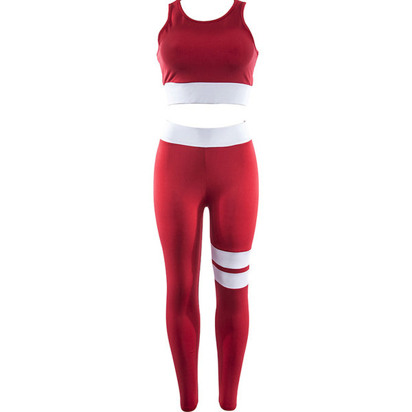Yoga Set Running Fitness Jogging T-shirt Leggings Sports Suit Gym Sportswear Workout Clothes S-L - kdb solution