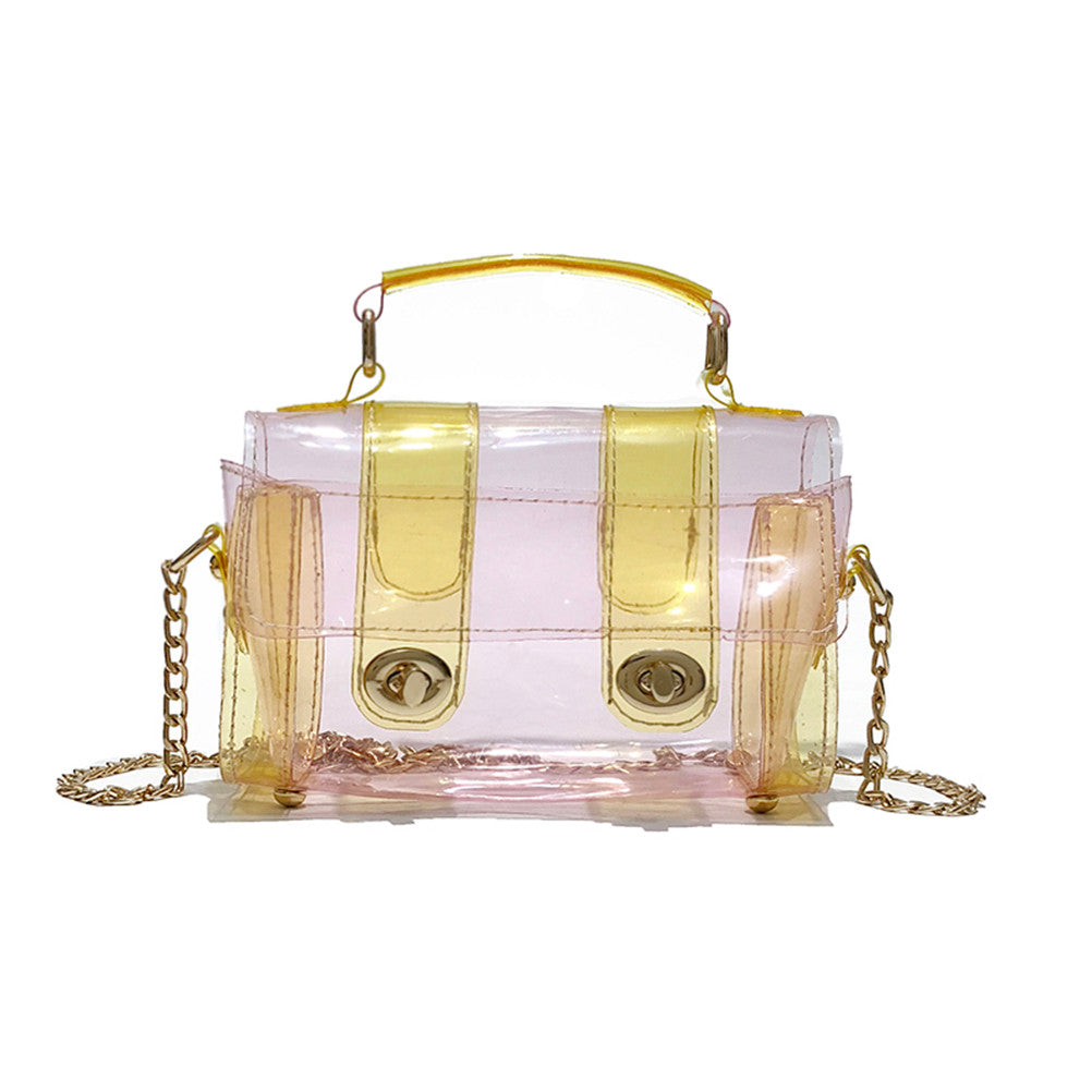 Women Clear Transparent Chain Crossbody Bag Shiny Holographic Jelly Shoulder Bag - kdb solution